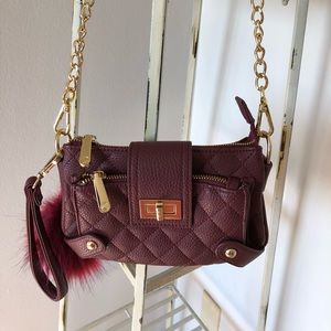 Maroon and gold crossbody